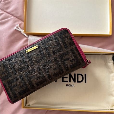 fendi zucca polka dot zip wallet|classic Fendi wallet material.